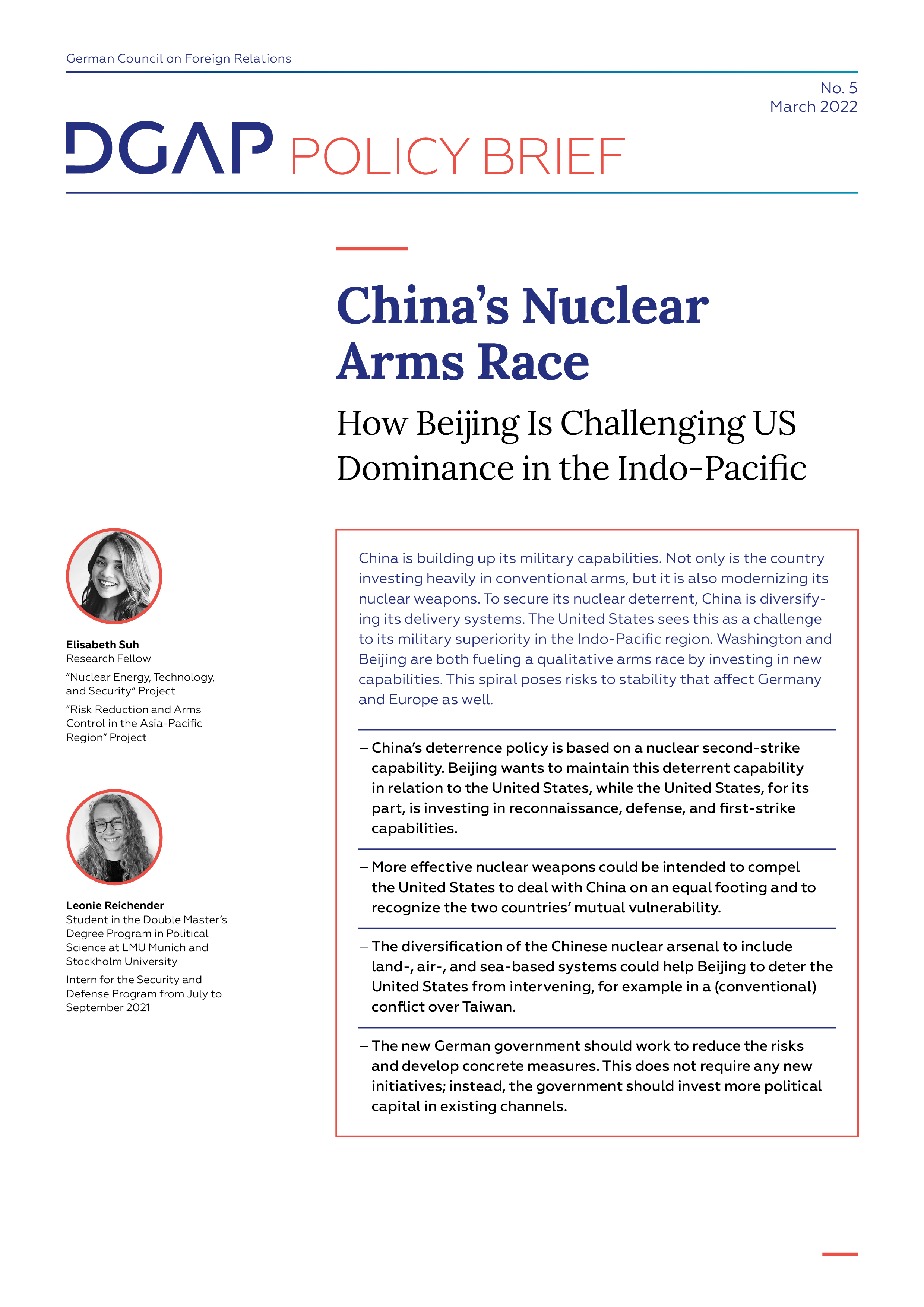 Screenshot of the cover of the PDF version of DGAP Policy Brief No. 5