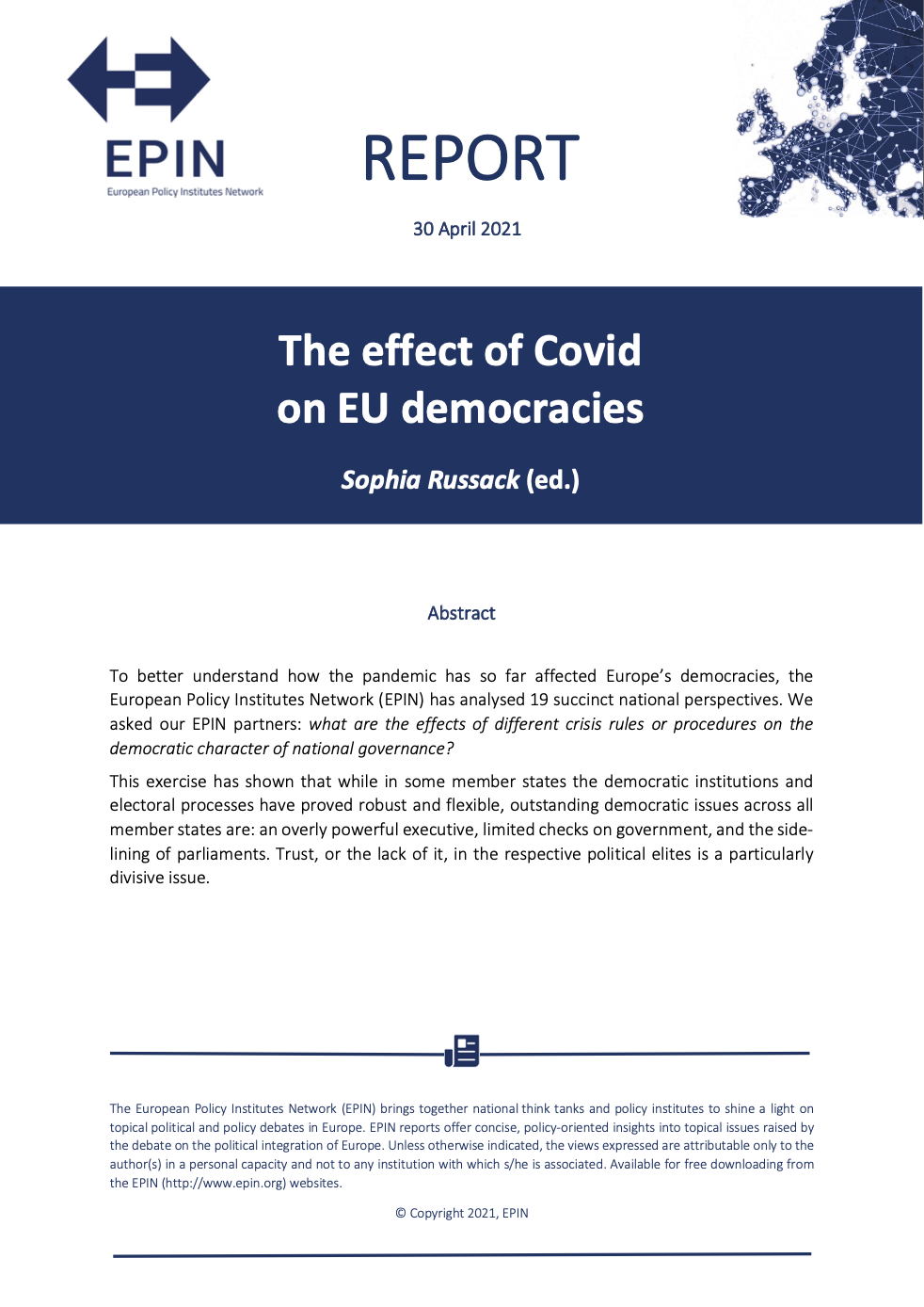 EPIN Report: The effect of Covid on EU democracies 