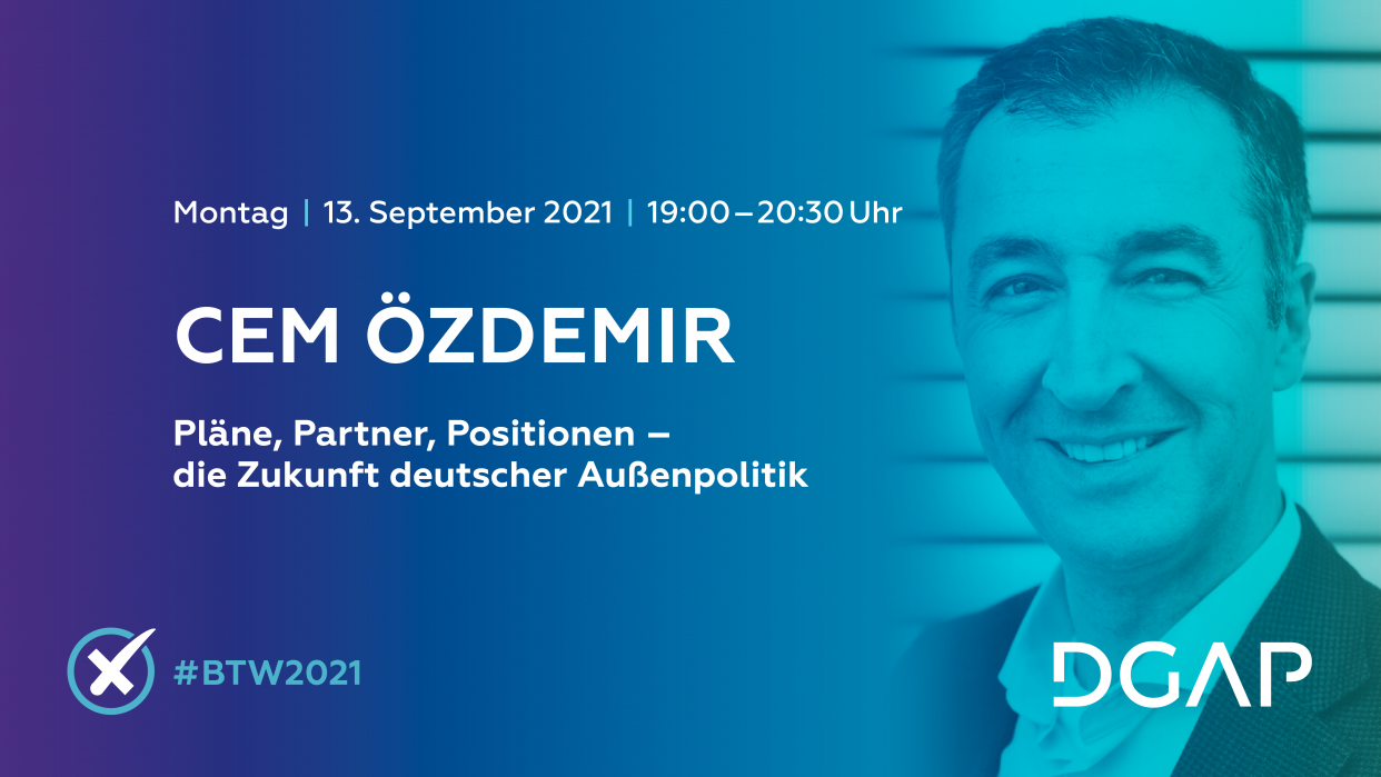 Die Grafik zeigt Cem Özdemir, der in der DGAP über die deutsche Außenpolitik nach der Bundestagswahl reden wirdl