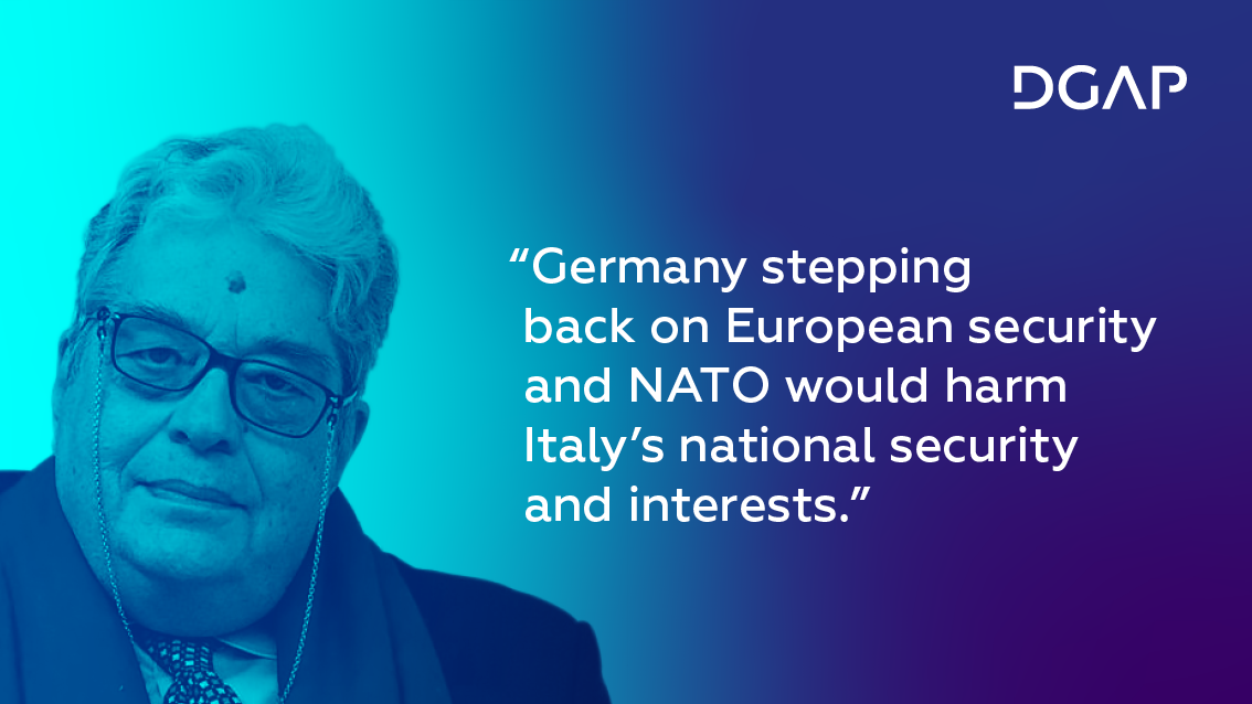 Photo and pull quote from Prof. Dr. Alessandro Marrone for the nuclear sharing article