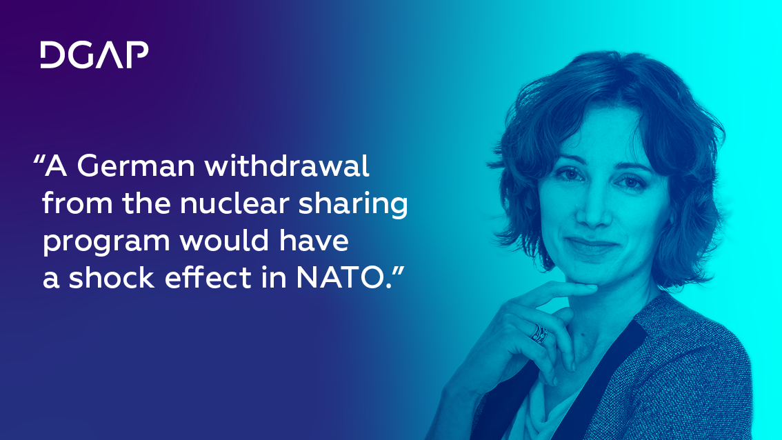 Photo and pull quote from Justyna Gotkowska for the nuclear sharing article