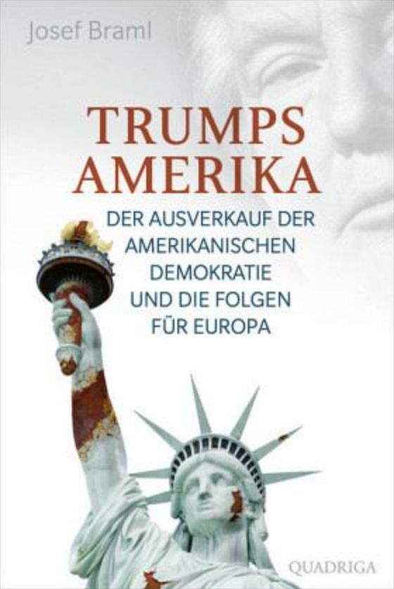 Coverbild von der Freiheitsstatue und Trumps Gesicht im Hintergrund