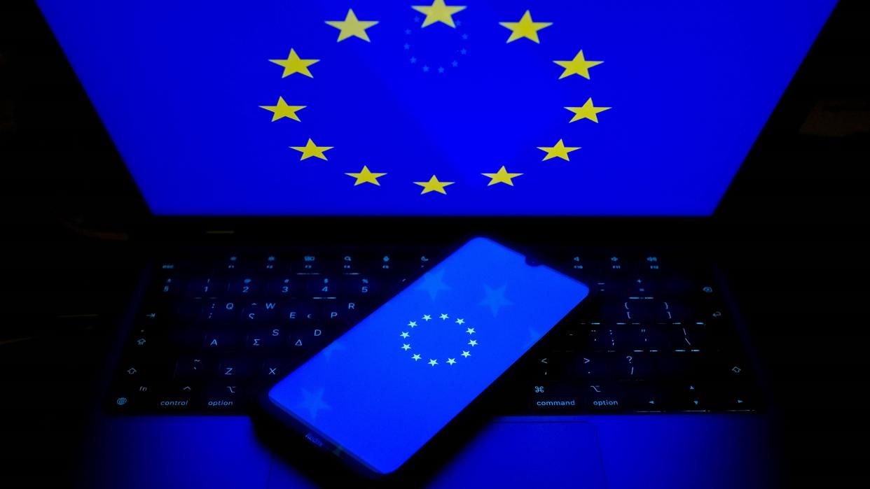 European Union (EU) flag on a smartphone screen