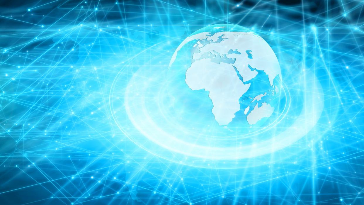 World map of dotted line links