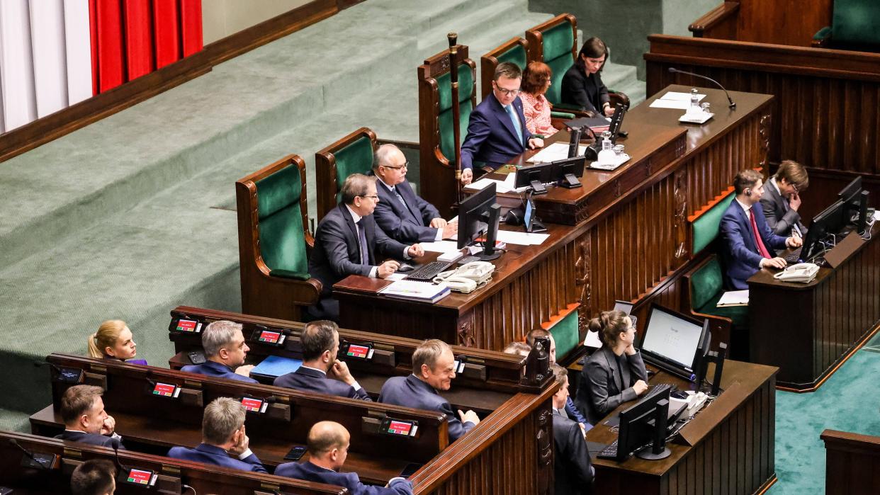 January 26, 2024, Warsaw, Mazowieckie, Poland: GovernmentMPs and Speakers attend the 4th session of the Polish Parliament on January 26, 2024
