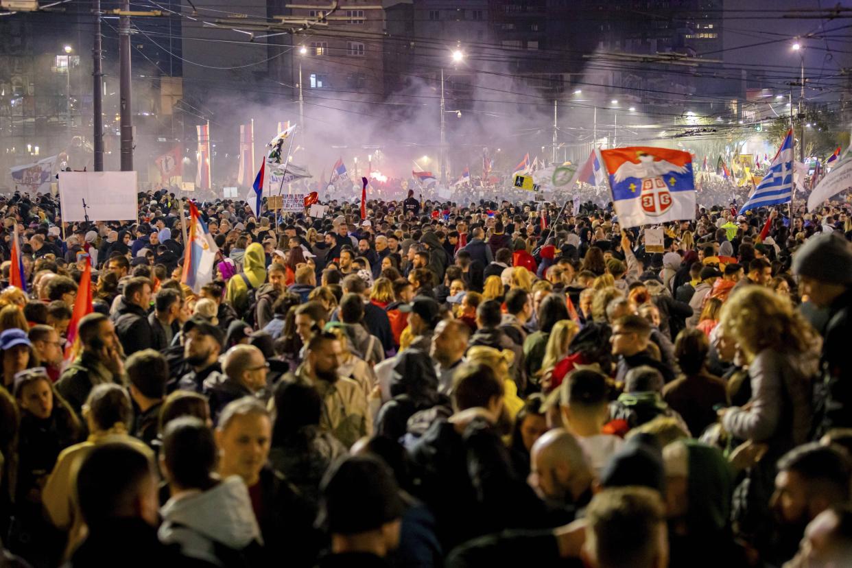 Students and citizens protest against government corruption and the regime in Belgrade in March 2025