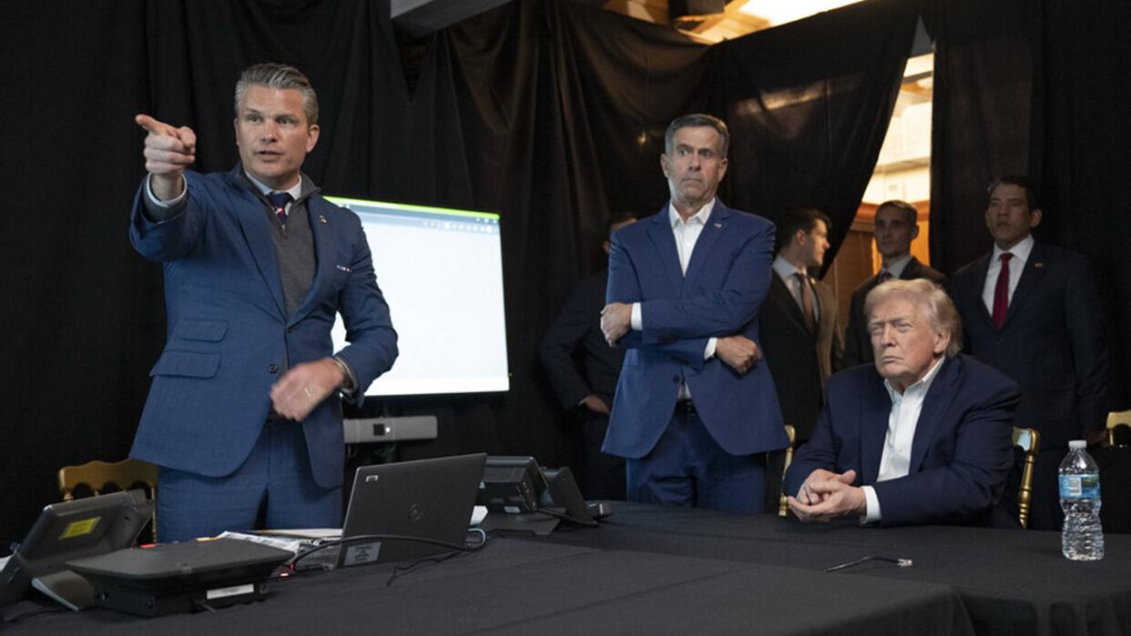 Secretary of War Pete Hegseth, CIA Director John Ratcliffe and President Donald Trump observe the arrest of Venezuelan President Nicolas Maduro