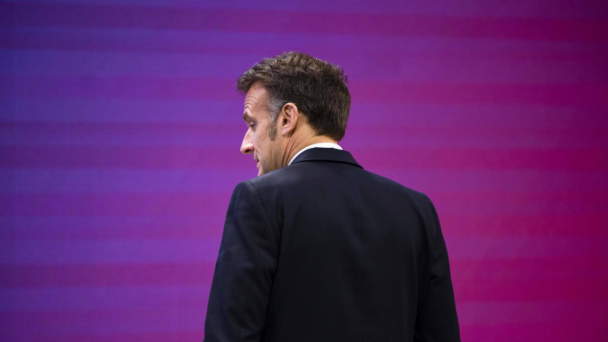 EMMANUEL MACRON, president of France, attends a business and economic forum during a state visit to Seoul, South Korea on Friday, April 3, 2026