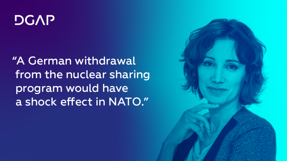 Photo and pull quote from Justyna Gotkowska for the nuclear sharing article