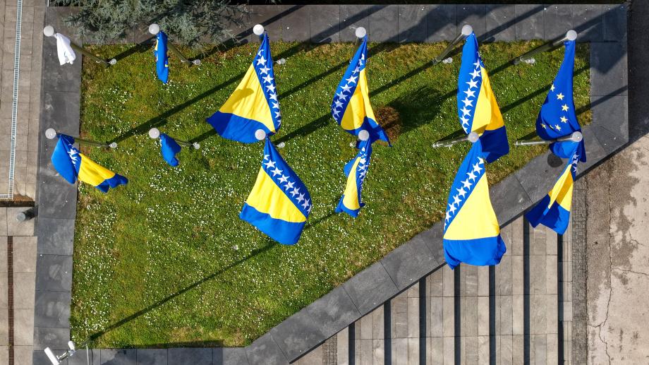 Aerial view of Parliamentary assembly of Bosnia and Herzegovina