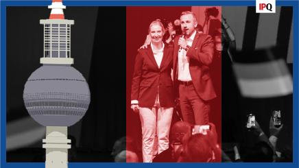 Top candidate of the far-right Alternative for Germany (AfD) Ulrich Siegmund speaks next to party co-leader Alice Weidel at the AfD election party after polls closed in the Saxony-Anhalt state elections and exit polls were announced, in Magdeburg, Germany, September 6, 2026.