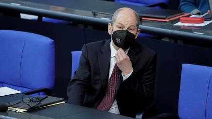 Photo of Germany's Federal Minister of Finance Olaf Scholz in the Budestag during the debate on the 2021 budget debt brake
