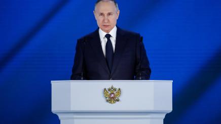 Russia s President Vladimir Putin delivers his annual address to the Federal Assembly of the Russian Federation, at Moscow s Manezh Central Exhibition Hall.