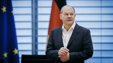 Olaf Scholz SPD, Federal Chancellor, taken during a meeting of the security cabinet at the Federal Chancellery Berlin, 12 04 2022