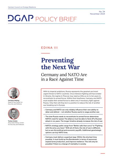 Cover: DGAP Policy Brief No. 34 - Preventing the Next War
