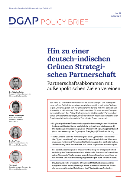 DGAP Policy Brief Nr. 8, Juli 10, 2024; 16S. Cover