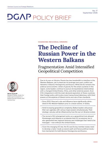 Cover of PDF Version of DGAP Policy Brief No. 17, September 2026