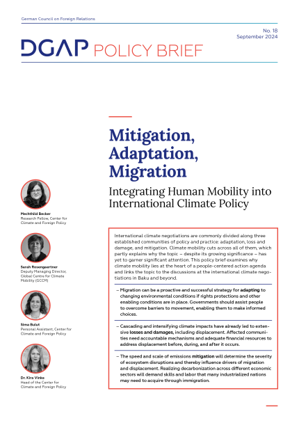 Cover of PDF version of DGAP Policy Brief No. 18