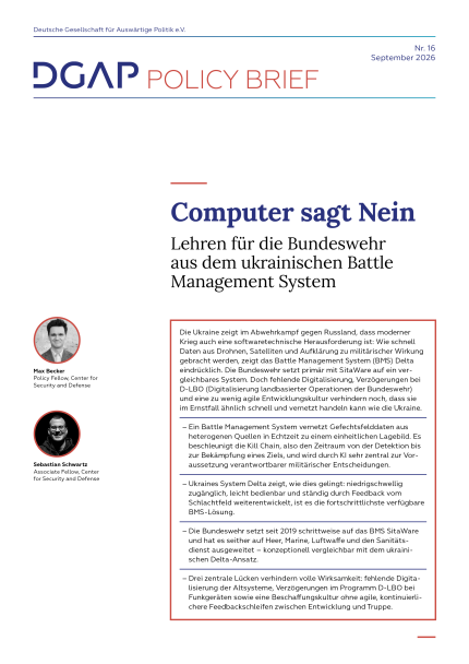 DGAP Policy Brief Nr. 16, 14. September 2026, 8 S.-COVER