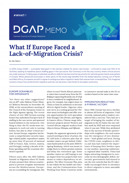 Screenshot of cover of PDF version of DGAP Memo No. 2