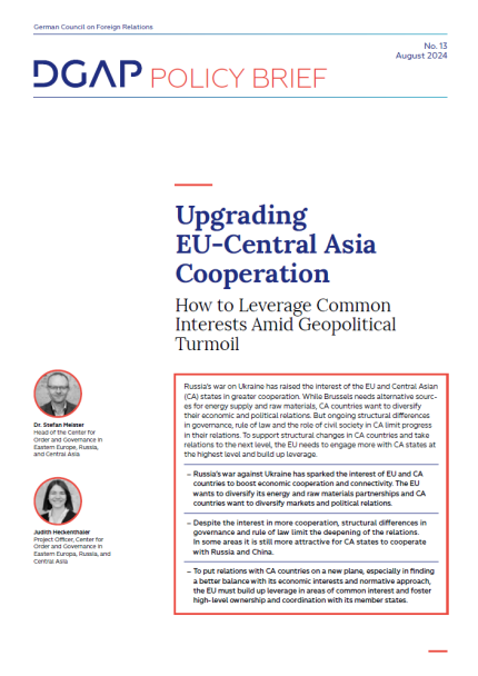 Cover: DGAP Policy Brief No 13 July 2024 - EU-Central Asia Cooperation